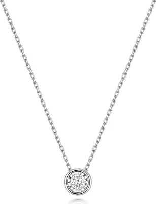 Produktbild von Funkelndes Feuer Edle 9 Karat (375) Weißgold Damen - Diamant Halskette Brillant-Schliff 0.07 Karat H - I1 - 42cm*5mm; TRS354349KW