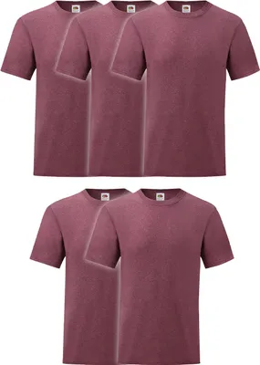 Produktbild von 5er Pack Fruit of the Loom Valueweight T-Shirt + GRATIS MyShirt Stoffbeutel Farbe: burgund meliert Größe: L