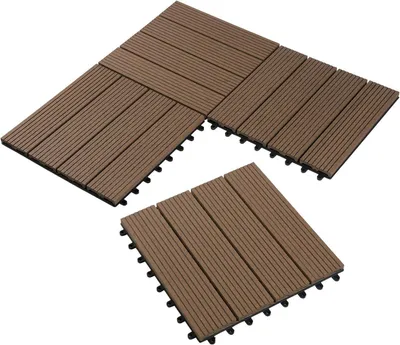 Produktbild von EUGAD WPC Fliesen, Terrassenfliesen Klicksystem, Balkonfliesen 30x30 cm, für außen, Braun