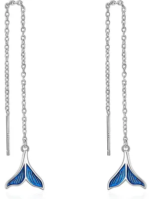 Produktbild von 925 Sterling Silber Fädler Ohrringe Quaste Kette Tropfen lang Geschenk für Frauen