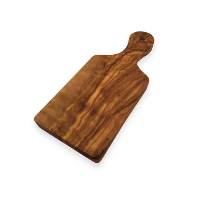 Produktbild von Schneidebrett mit Griff "Classica" L 23 cm handgemacht aus Olivenholz