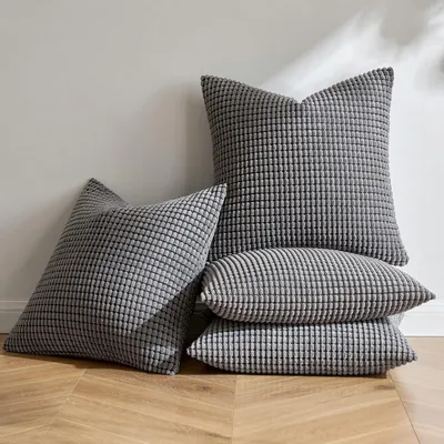 Productafbeelding van Kussensloopset, 4 stuks, corduroy, donkergrijs, 45x45 cm, polyester