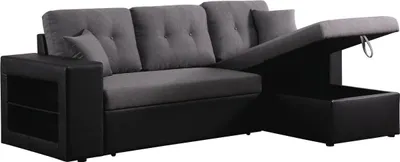 Immagine prodotto di Divano ad angolo trasformabile / reversibile "Axel" - 3 posti - Nero / Grigio