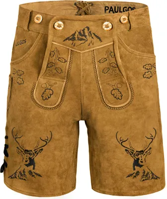 Produktbild von PAULGOS Herren Trachten Lederhose Kurz - HK4 - Echtes Leder - in 3 Farben erhältlich - Größe 44 - 60