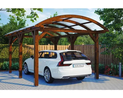 Produktbild von Einzelcarport SKAN HOLZ Franken inkl. Pfostenanker 376 x 541 cm nussbaum