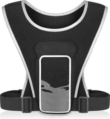 Produktbild von Famanu Laufweste mit Telefonhalter - Reflektierende Sportweste - Einheitsgröße