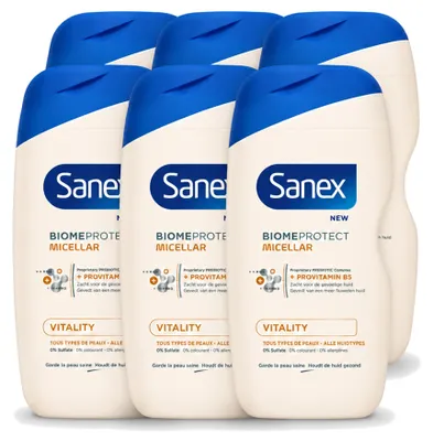 Zdjęcie produktu dla 6 x Żel pod prysznic Sanex BiomeProtect Vitalité, 400 ml - Opakowanie ekonomiczne - 6 sztuk