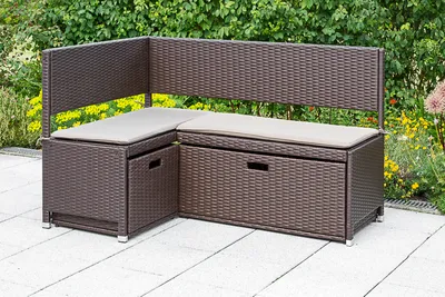 Produktbild von Merxx Unterschiebbox klein für Eckbank Set - Stahlgestell mit Kunststoffgeflecht braun - 28824-210