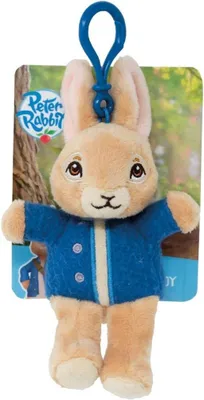 Image de Rainbow : Porte-clés en peluche, lapin nommé Petr, portant une veste bleue