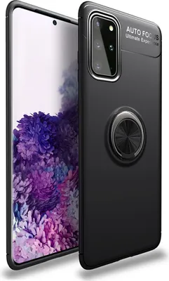 Produktbild von NALIA Ring Handy Hülle für Samsung Galaxy S20 Plus, Silikon Cover Case Halter Schwarz