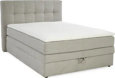 Produktbild von Boxspringbett 140x200 cm H3 Federkernmatratze Bonell Topper, Cord in Beige Grau / 20036