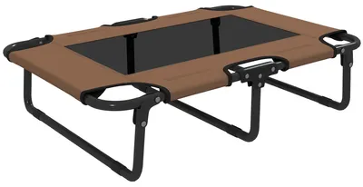 Produktbild von Erhöhtes Hundebett klappbar Haustierbett, Outdoor Hundeliege mit Netzdesign Kaffee Oxford 75 x 51 x 18 cm