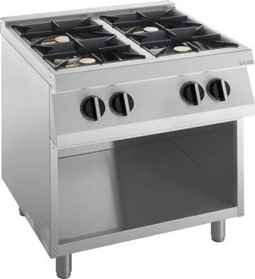 Obrázek produktu pro Plynový sporák KBS 4 hořáky 24 kW Otevřená základna 800x730x900 mm Zapalovací plamen