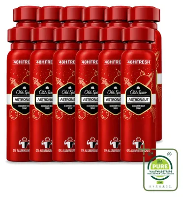 Productafbeelding van 12 x Old Spice Deospray Astronaut, aluminiumvrij, 150 ml - Grote verpakking - 12 stuks