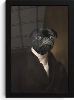 Produktbild von MuchoWow® MuchoWow® Gerahmtes Poster Alte Meister - Hund - Tiere 20x30 cm - Poster mit zchwarzem Bilderrahmen - Drucken - Bilder Poster im Rahmen