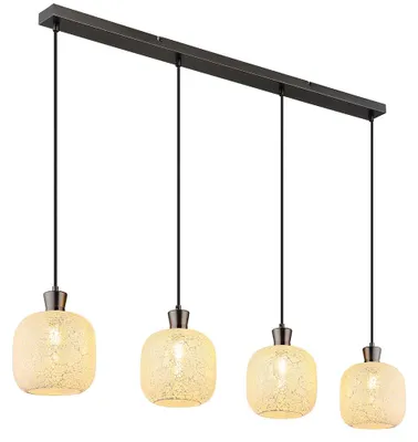 Produktbild von LED Hängeleuchte, Metall, Schwarz, 4-Flammig, Glas, H 120 cm