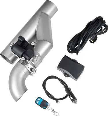 Produktbild von Elektrische Auspuffklappe - Universal-Set - Durchmesser 6,35 cm - Edelstahl - Y-Rohr - Funkfernbedienung & Steuerbox - Passend für PKW Limousine Sportwagen SUV LKW