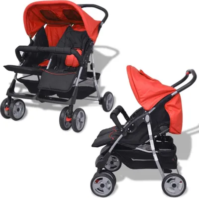 Immagine prodotto di Passeggino Gemellare in Acciaio Rosso e Nero