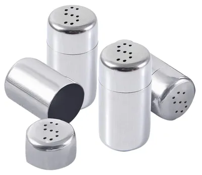 4 Mini-Edelstahl-Salzstreuer, 5 ml, silber, mit Deckel