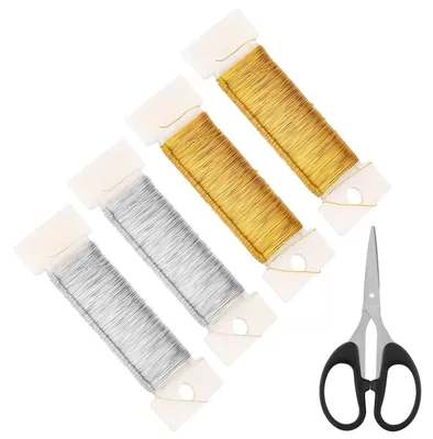 Basteldraht 4 Rollen 0,3 mm x 200 m Gold Silber