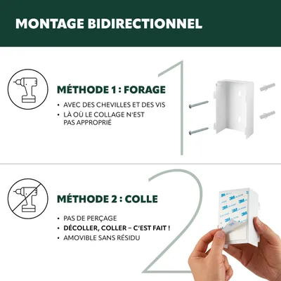Image de bremermann Seau à maquillage mural rond avec couvercle en bambou 3 litres, support mural à coller ou à percer inclus, blanc