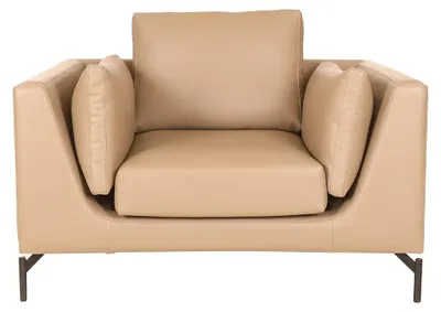 Obrázek produktu pro Stylové béžové kožené křeslo do obývacího pokoje Lounge křeslo Sedací nábytek