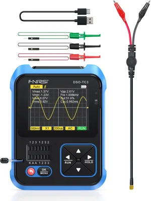 Zdjęcie produktu dla oscyloskop cyfrowy 3 w 1, tester tranzystorów, funkcja, generator sygnału, przyrząd pomiarowy, ręczny oscyloskop, 2,4 cala, wyświetlacz TFT, 10 MS/s, częstotliwość próbkowania, szerokość pasma 500 kHz, oscylometr