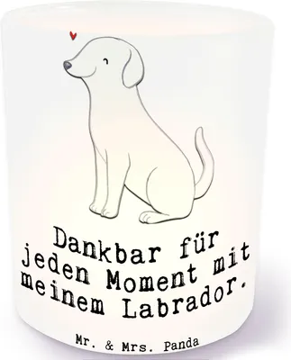 Produktbild von Mr. & Mrs. Panda Glas Windlicht Labrador Moment - Transparent - Geschenk, Teelichthalter, Kerzenhalter, aus