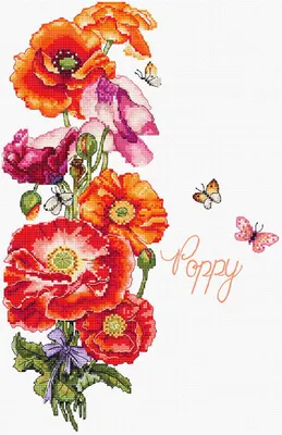 Produktbild von Letistitch Kreuzstich-Stickset "Mohnblumen", 35x22cm