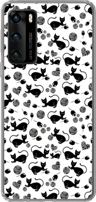 Produktbild von MuchoWow® Handyhülle Schutzhülle Hülle für Telefoonhoesje Huawei P40 Mädchen - Katze - Maus - Muster - Mädchen - Kinder - Kinder - Mädchen Silikon Softcase Handy Hülle - Handytasche