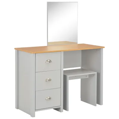 Immagine prodotto di vidaXL Toeletta con specchio e sgabello Grigio 104x45x131 cm