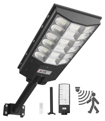 Produktbild von Solar-Straßenlaterne - LED-Flutlicht 12 kW - Helligkeit 900000 lm - Mit Dämmerungssensor - Bewegungsmelder - IP65 wasserdicht - Weitwinkel-Außenbeleuchtung