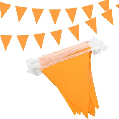 Wimpelkette orange, 15 m, 42 Stoffwimpel, für Partys, Innen & Außen