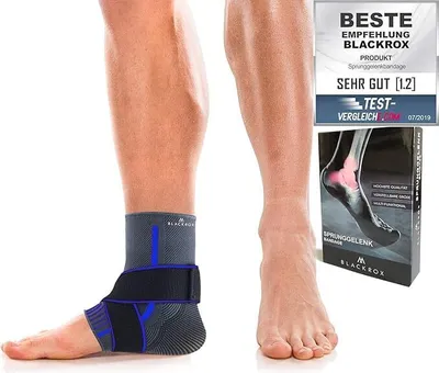 Produktbild von BLACKROX Sprunggelenkbandage, Vergleichssieger, Knöchelbandage, Sprunggelenk Bandage, Sport, Handball, Fußball, Volleyball, Fußbandage, Blau, Gr. L