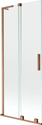 Produktbild von Mexen Velar L Badewannen-Wand 2-flügelig Schiebbar 85 x 150 cm, transparent, gebürstetes Kupfer - 896-085-003-01-65