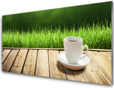 Produktbild von Acrylglasbilder 100x50 Wandbild Druck Gras Tasse Natur
