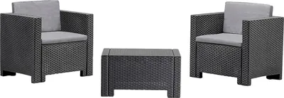 Produktbild von Dmora Gartenmöbel-Set Ganimede Schwarz, 2-Sitzer, Tisch