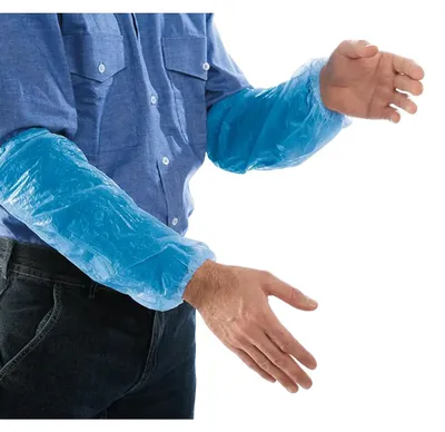 Produktbild von Sir Safety Ärmelschoner aus Polyethylen wasserdicht 40 cm 100 Stück, Einheitsgröße, Blau