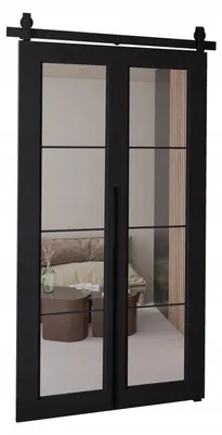 Produktbild von KierMoebel Schiebetür Komplettset QUDIO M5 Schwarz 96x205x3,2 cm Wohnzimmer Schiebetür