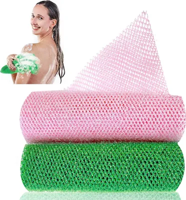 Produktbild von AOZUO 2 Stück Afrikanischer Netzschwamm, Afrikanischer Peelingschwamm für den Körper, Afrikanischer Badeschwamm, Duschkörper, Rückenreiniger, Haut, Glätter für alle Hauttypen, Rücken- und Körperscrub