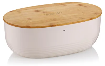 Produktbild von kela Brotkasten beige mit Lüftungslöcher im Bambusdeckel 37,5x23x14cm, Brotbox K