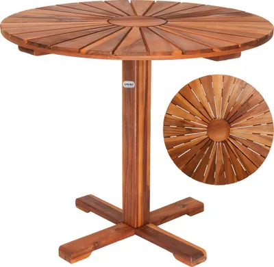 Image de Table de jardin appoint balcon terrasse bar bois d'acacia huilé Ø 70,5cm brun