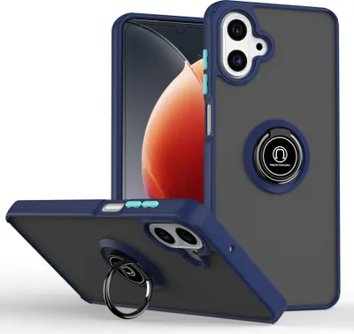 Produktbild von Hülle für Samsung Galaxy A07 4G Matte Transluzent TPU Stoßfest Schutzhülle mit Ring Halter Ständer Blau