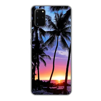 Produktbild von MuchoWow® Handyhülle Schutzhülle Hülle für Samsung Galaxy S20 Plus Der farbenprächtige Sonnenuntergang hinter einer Reihe von Palmen auf Hawaii Silikon Softcase Handy Hülle - Hartschale