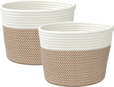 Obrázok produktu pre vidaXL Úložné koše 2 ks Hnedý a biely Ø24x18 cm Bavlna