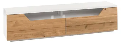 Produktbild von TV-Schrank Lowboard Asteiche-massiv matt lackiert geölt weiß holz 180 cm Fadorn