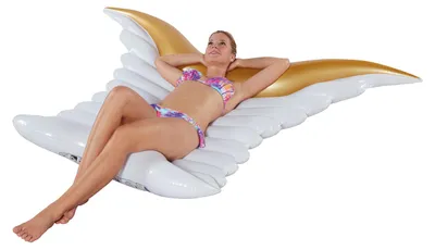 Produktbild von Große aufblasbare Schwimminsel mit Engelsflügeln, ca. 200x150x18 cm