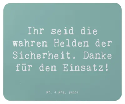 Produktbild von Mr. & Mrs. Panda Mouse Pad Spruch Sicherheitsdienst Helden - Meeresbrise - Geschenk, Mut, Aufmerksamkeit, Dankeschön, Mousepad, Mauspad, Geschenke, laptop, Danke sagen