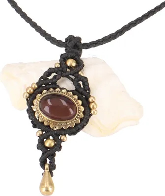 Produktbild von Boho Makramee Halskette, Unikat Elfenschmuck, Festivalschmuck, Boho Choker - Amethyst/schwarz, Baumwollfäden,Halbedelstein, Ketten & Modeschmuck für den Hals