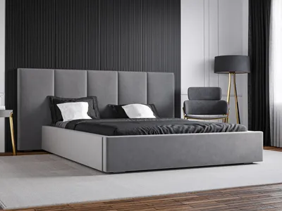 Produktbild von GRAINGOLD Polsterbett 120x200 Lisbon - Doppelbett mit stilvoll massives Kopfteil - Bettkasten, Samtstoff & Lattenrost - Grau (Magic Velvet 2217)